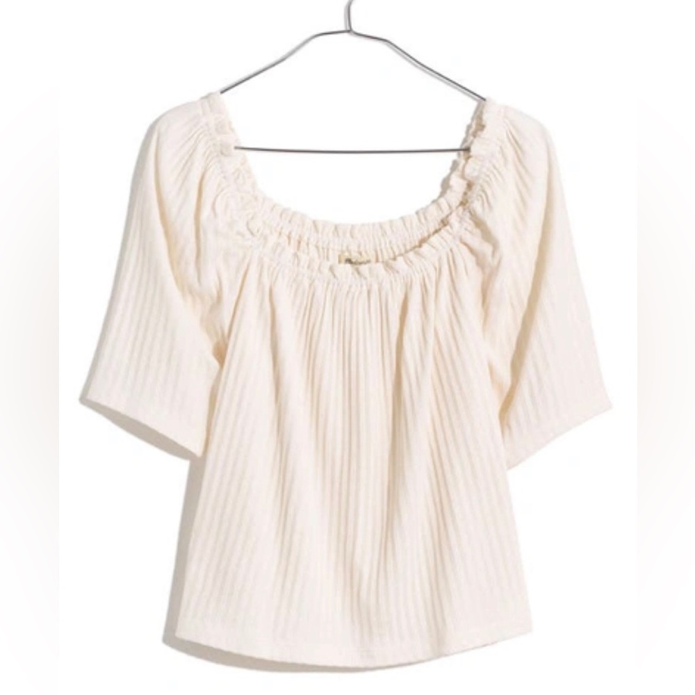 Madewell Pointelle Knit Peasant Top - XS